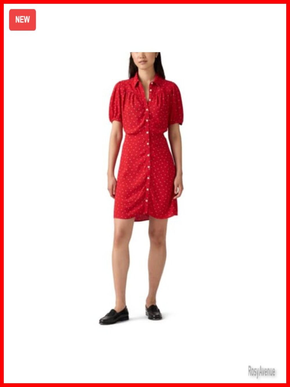 Levi's Lea Mini Dress Spread Collar Short Sleeve Button Detail